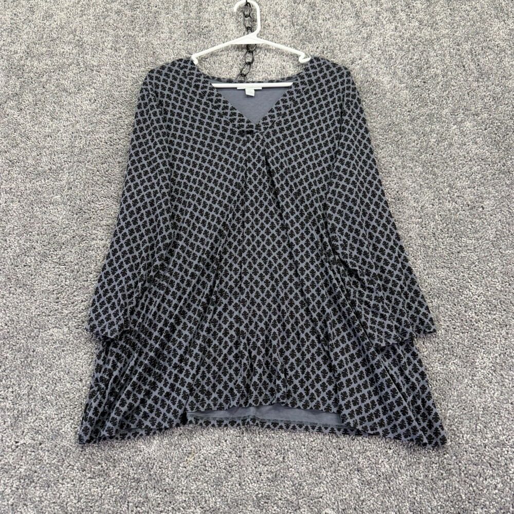 Croft & Barrow Tunic Womens XXL Gray Geometric Long Sleeve V-Neck